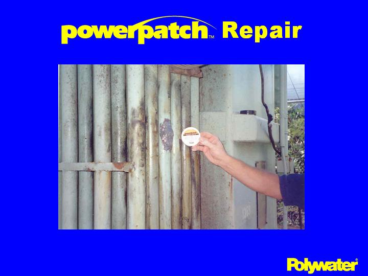 A common area for annoying oil leaks in transformers is in the cooling pipes and fins. Here PowerPatch® has been used to repair an oil leak in such a cooling pipe.