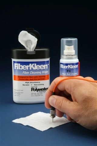 FiberKleen Fiber Cleaner -- For ferrules, bulkheads, and fiber end faces. Unique Type FC solvent blend cleans completely, leaves no residue, and evaporates quickly. No alcohol or water content means no streaking or residue.