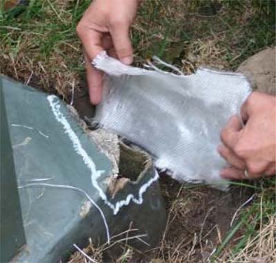 PowerPatch® Pad n Pole™ Repair system repairs and restores damaged utility enclosures, preventing human, water, pest or debris entry through the repaired defect.