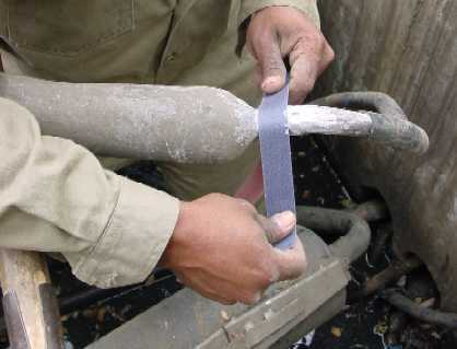 Preparation of lead surface.